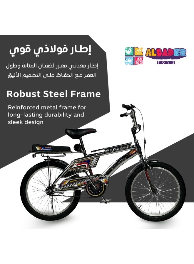 AL BADER Rambo Kids Bicycle 20 Inch with Dual Seats, Freestyle Indonesian Design Bike for Boys and Girls, Strong Steel Frame, Air-Filled Tires, Front and Rear Brake System, Adjustable Seat, Non-Slip Pedals, Comfortable and Safe Outdoor Riding Bike  Ages 8+ - Image 5